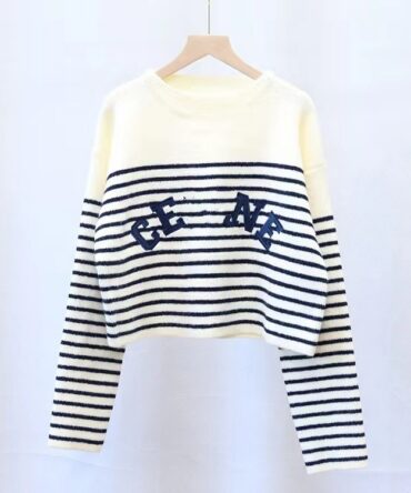 Women Sweater Pullover Knitted Striped Loose High Street Sweater