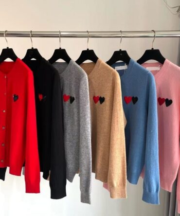 Women Cardigan Heart Embroidery O-Neck Single Breasted Long Sleeves Autumn Fit Sweater