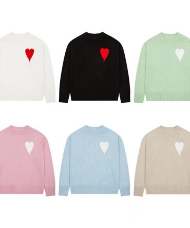 Autumn/winter Round Neck Heart-Shaped Jacquard Loose Sweater