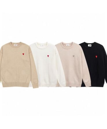 Spring Autumn Trendy Brand New Embroidered Heart Simple Versatile Long Sleeve T-Shirt Women Cotton Crew Neck
