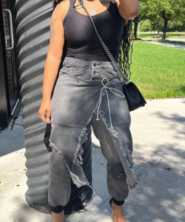 Patchwork Mid Waist Plus Size Jeans