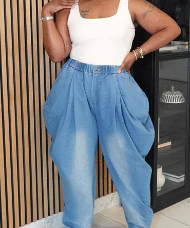 Casual Denim Vintage Washed Loose Jeans