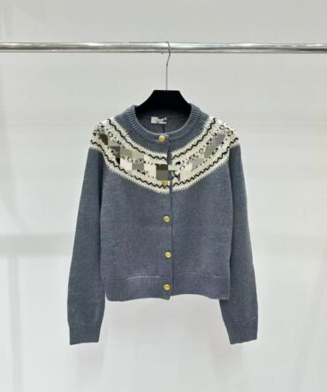 Fall & Winter Vintage Floral Long Sleeve Knitwear Sweater Round-Neck Knitted Cardigan