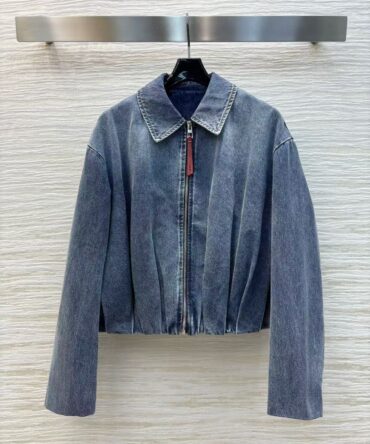 Women's Casual Denim Jacket Fashion High Street With Zip Lapel Long Sleeve Jacket