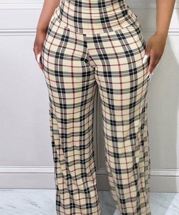 Digital Print Plus Size Wide Leg Pants