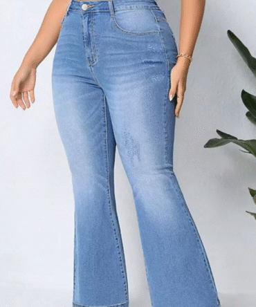 Plus Size Mid Waist Wide Leg Denim Jeans
