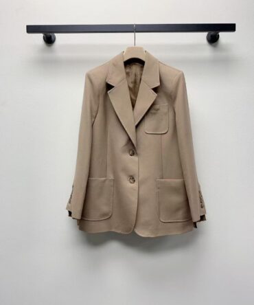 Blazer Suit for Women Autumn Khaki Coat Uniform Vintage Pleated Skirt