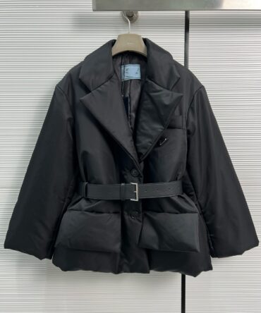 Winter V-neck belt pocket thickened down jacket loose cardigan woman