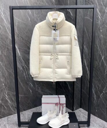Women's Warm Winter Coat White Color Velvet Puffer Jacket