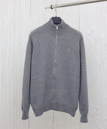 Men's high-quality embroidered open lined sweater zipper jacket warm knitted jacket