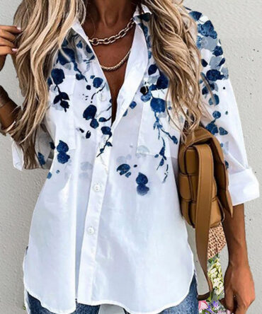 Long Sleeve Floral Printed Blouse