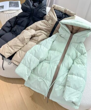 New Autumn Winter Women Fashion Hooded 90% White Duck Down Coat Lady Slim Thick Warm Zipper Drawstring Lace-up Snow Jacket