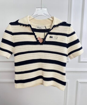 Women's Knitwear Sweater Vintage Striped Lapel Short Knitwear